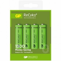 GP 4 x R6/AA GP ReCyko + 1300 Series 1300mAh Rechargeable Batteries